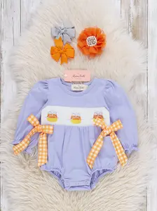 Candy Corn Kids Smocked Ruffle Romper
