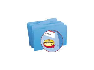 Smead 17034 File Folders, 1/3 Cut, Reinforced Top Tab, Legal, Blue, 100/Box
