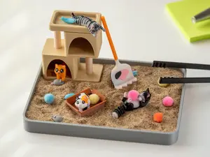 Cat Desk Zen Garden - Cute Cubicle Decor - Coworker Secret Santa Gift - Cat Lovers Gift - Adult Fidget Sandbox Toy - Birthday Work Gift