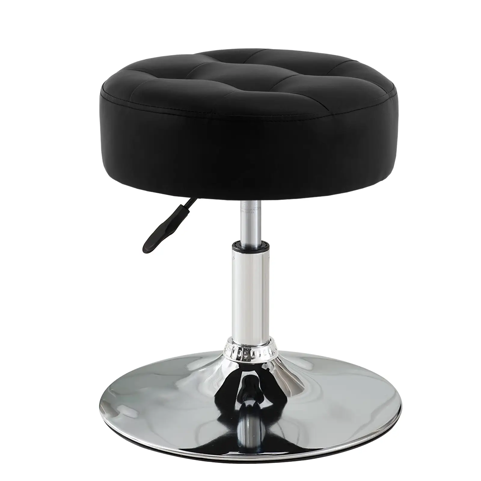 Furnimart Modern Round Black Leather Vanity Ottoman Stool, Contemporary Adjustable Makeup Stool for Bedroom Living Room Entryway smart nightstand