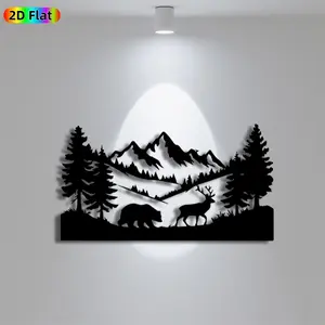 1pc Minimalist Bear and Deer Metal Wall Art, Minimalist Bear and Deer Statue Mural, Iron Craft, Perfect for Living Room, Garden, Zoo Corner Decor, Silhouette Wall Decor, Intricate Craftsmanship, Christmas Decor, Ideal Gift for Nature Lovers