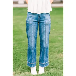 Risen High Rise Front Seam Detailed Jeans