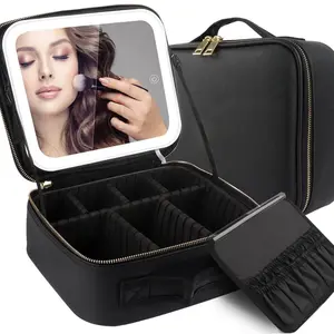 Makeup Storage Box with Mirror, Portable Makeup Bag with Light, Makeup Artist Storage Bag, Cosmetic Organizer, Makeup Organizer, Travel Cosmetic Bag