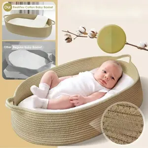 Baby Changing Basket with Pads Baby Moses Basket Changing Table Baby Woven Basket For Easy Carrying, Nursery Storage Basket