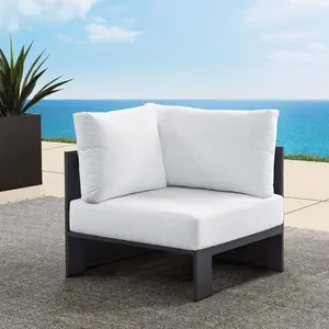 Modway Tahoe Outdoor Patio Powder-Coated Aluminum Modular Corner Chair in Gray White