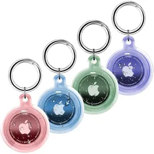 IPX8 Waterproof for Airtag Holder, 4 Pack for Apple for Airtags with Keychain, for Air Tag Case for Luggage, Dog Collar, Keys, Anti-Scratch Full Body Protective for Air Tags Holder(4 Colors)