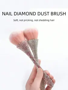 1pc Fully Rhinestoned Waist Shape Blush Brush, Flat Arched Foundation Brush. eye makeup rhinestone  makeup glitter  brush makeup accessory