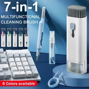 7 in 1 Computer Keyboard Cleaner Brush Kit with Earphone Cleaning Pen, Keycap Puller & Dust Removal Tools