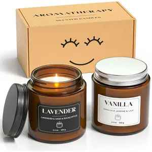 Scented Candles Gift Set, Stress Relief Candles for Home, Premium Soy Candle Set, Candles for Women and Men, Birthday & Christmas Gifts (Black & White, 7 oz)
