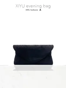Vintage Minimalist Velvet Handbag, Brushed Fabric Envelope Clutch, Sleek Elegant Commuter Purse, Stylish Accessory for Women