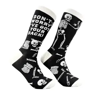 Men's Dont Worry Ive Got Your Back Socks Funny Sarcastic Skeleton Graphic Novelty Footwear For Men Funny Graphic Socks Comfortable Fitted Spandex Cotton