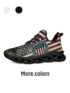 Unisex Vintage Shield Emblem USA Flag Trendy Casual Sneakers - Skin-Friendly Mesh, High Elastic Shock-Absorbing & Non-Slip for Daily Commute & Outdoor Wear