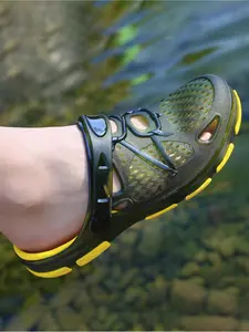 Men's Breathable Mesh Hole Shoes, Detachable Back Strap Two-Wear Sandals Slipper, Anti-Slip Lightweight Eva Waterproof Shoes for Beach Pool Garden Outdoor Summer Wear