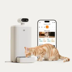 HHOLOVE O SITTER Automatic Cat Feeder with Camera AI-Powered 2k HD Video Night Vision 5G/2.4G Wi-Fi Programmable 2-Way Audio Low Food Alert Blockage Sensor 1-Year Subscription Version
