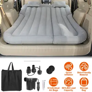 Air Mattress SUV Thickened Camping Bed Cushion with Pillow Air Pump Storage Bag PVC Flocked Car Bed for Home Car Travel Camping Grey 661lbs Load Capacity