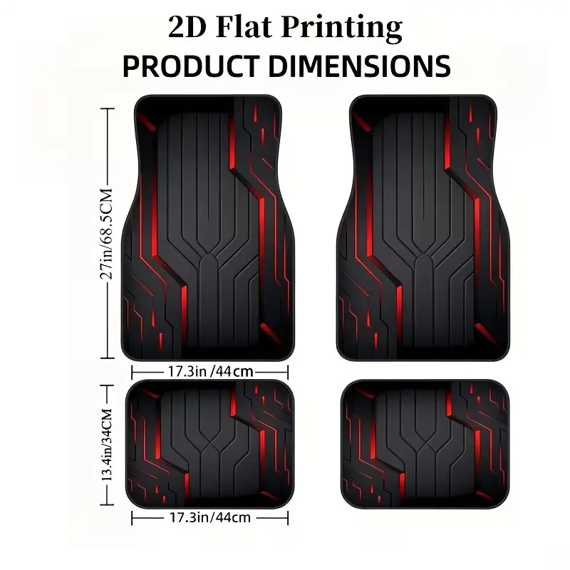4pcs Universal Car Floor Mats, Automotive Floor Mats, Floor Mats for Car, Curve Design, Thickened Print, Non-Slip Base, Fits Most Cars, Suvs, Tesla, Halloween & Christmas Gift, Car Interior Accessories
