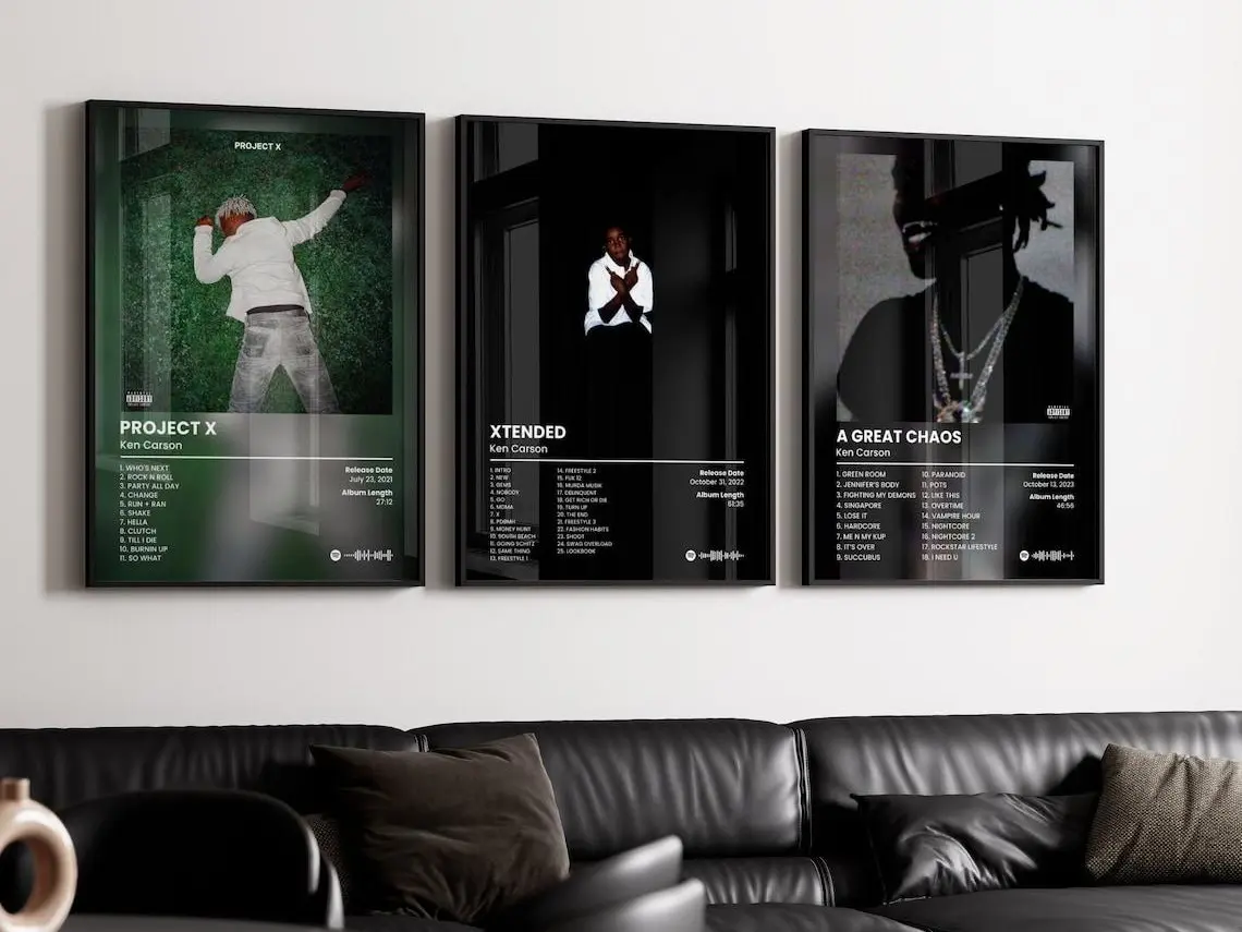 Ken Cars0n Album Poster Set of 3, Album Cover Print, Rap Poster, Cover Art Poster, No frame Decor Gift