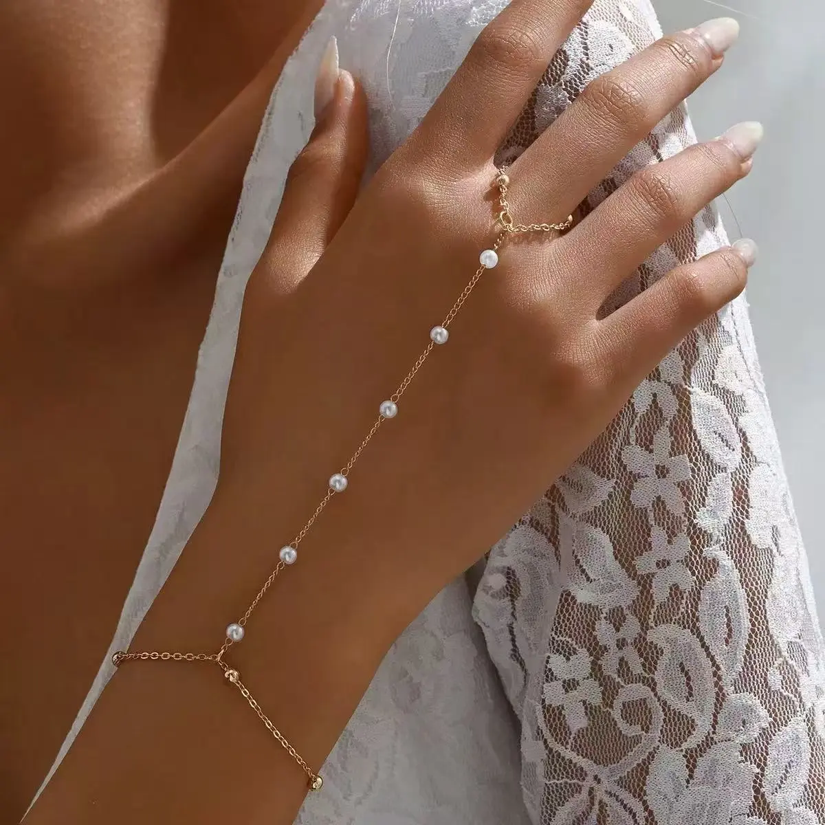 Rhinestone Hand Chain Bracelet for Women | Adjustable Finger Chain Jewelry | Elegant Gift