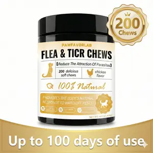 Dog omega PAWFAVORLAB Flea & Tick Chews for Dogs - 200 Chicken Flavor Soft Chews with Coconut Oil, Flaxseed & B-Vitamins for Natural Pest Defense & Skin Health,summervibes