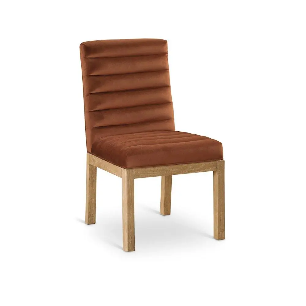 Evelyn Cognac Velvet Single-Seat Indoor Dining Chair