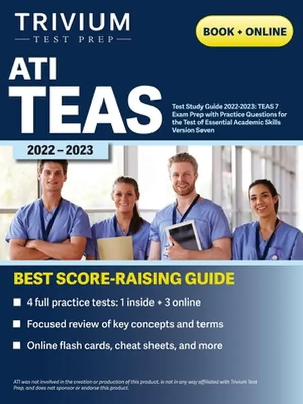 USED ATI TEAS Test Study Guide 2022-2023 Exam Review Book by Elissa Simon (Paperback, 236pp, English) - Trivium Test Comprehensive Review Manual, Practice Exam Questions, Detailed Answers for Essential Academic Skills
