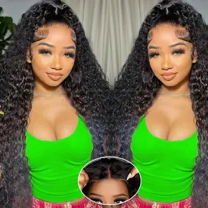 Wear and Go Glueless Wigs Human Hair Pre Plucked Pre Cut 30 Inch Water Wave 5x5 HD Lace Closure Wigs Human Hair 180 Density with Baby Hair Deep Curly Wig for Women
