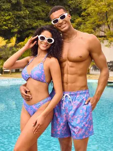 Men's Printed Casual Beach Shorts, Hawaiian Style Swim Trunks, Loose-Fitting Summer Swimsuits, All over Print Clothing