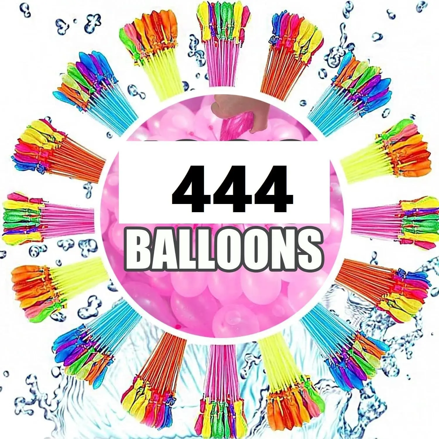 444-Pcs Multicolor Self-Seal Quick Fill Water Balloons Set - No Knotting Required Festive Water Play Toys for Summer Outdoor Family Party Fights, Water Fight