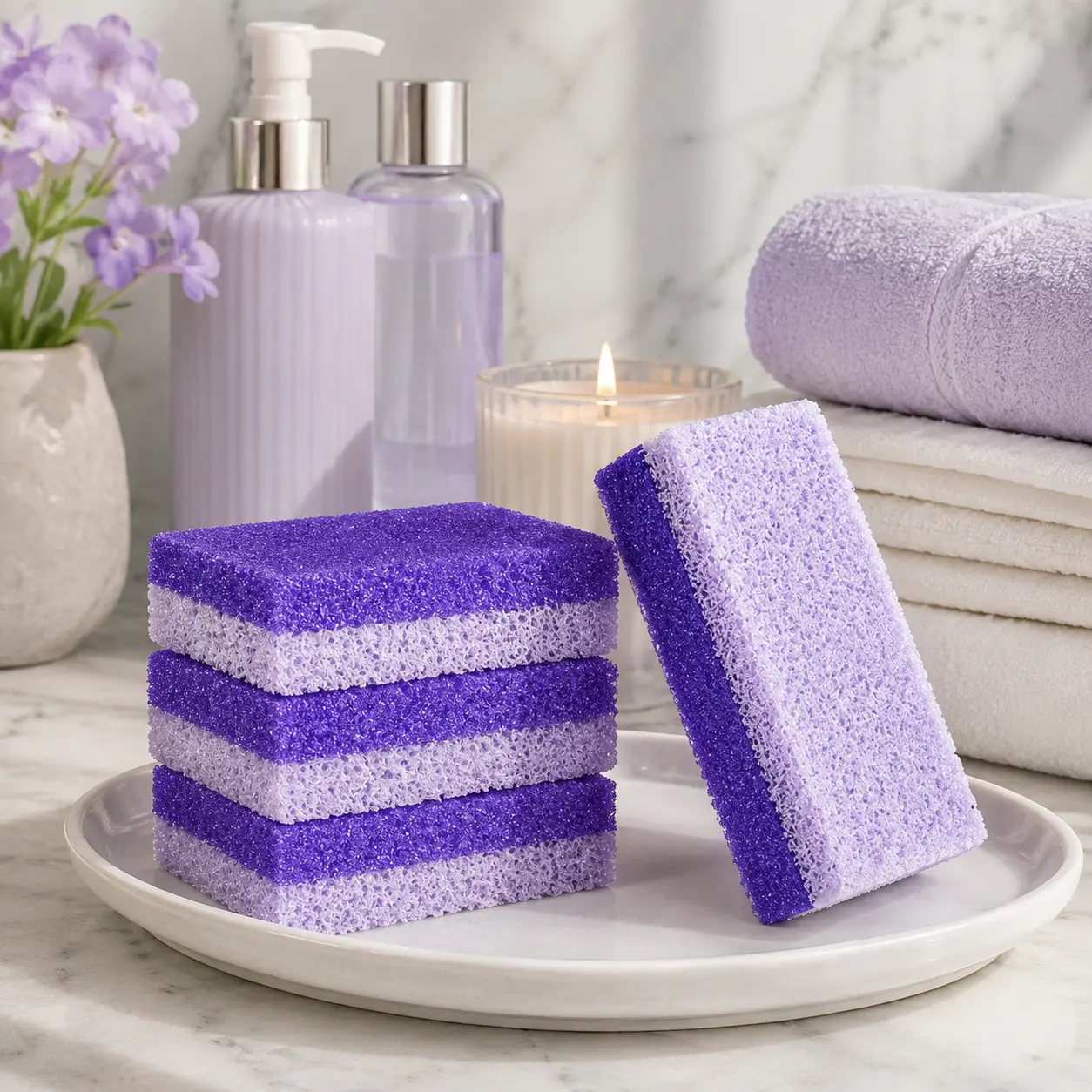4 Pcs of Foot Pumice Stones and Scrubbers, Sturdy Exfoliating Pedicure Tools, Home Body - Cleansing Aids for Men and Women