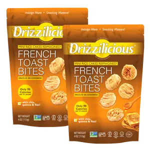 Drizzilicious French Toast Mini Rice Cakes - Gluten-Free, Vegan, Crunchy & Healthy Snack, 90 Calories per Serving, 4 oz (Pack of 2)