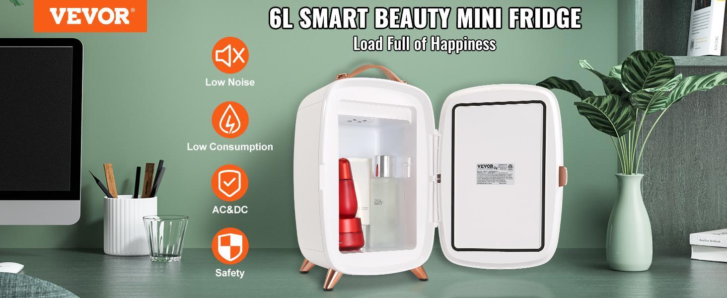Vevor Mini Fridge for Bedroom, Luxury Skincare Fridges with Mirror and LED Light, AC/DC Cosmetic Fridge for Office Dorm Car, Small Makeup Refrigerator for Beauty Face Mask Beverage Chill