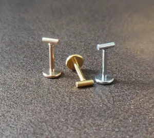 Small Straight Bar Labret Stud 16G, 18G, 20G Flatback Threadless Tragus Helix Push Pin Earrings Cartilage Flat Back Gold Tone Nose Stud