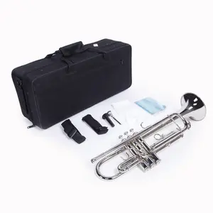 Silver Nickel-Plated B Flat Trumpet with Case and Gloves for Beginners Durable Instrument High Notes School Band Music Practice Ergonomic Build Rich Tone