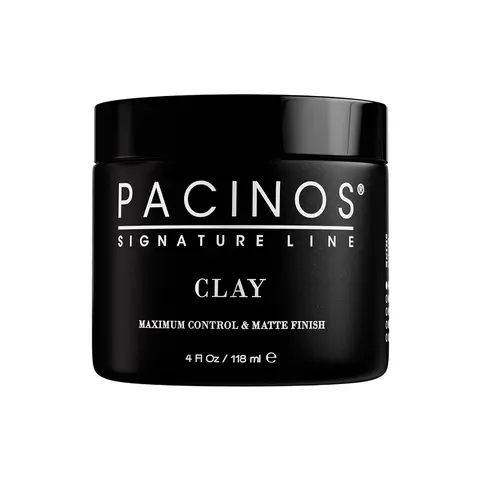Pacinos Signature Line Hair Clay - Strong Hold, Matte Finish, Argan Oil & Carnauba Wax Clay Pomade, Creamy Texture, Sculpting Styler, Frizz Control, Dry Non-Sticky, Scented Men's Haircare, 4 fl oz (118 ml), All Hair Types, Contains Neither Harsh Additives