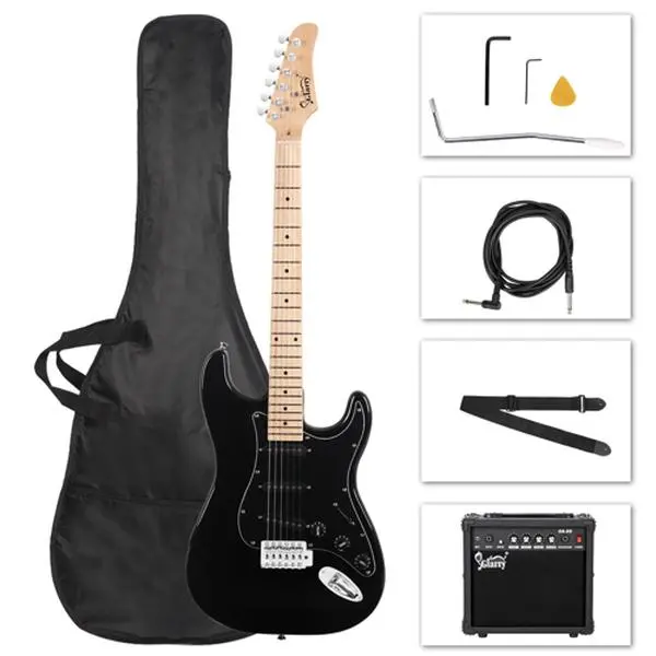 Ktaxon Glarry GST Stylish Electric Guitar Kit with Black Pickguard Black