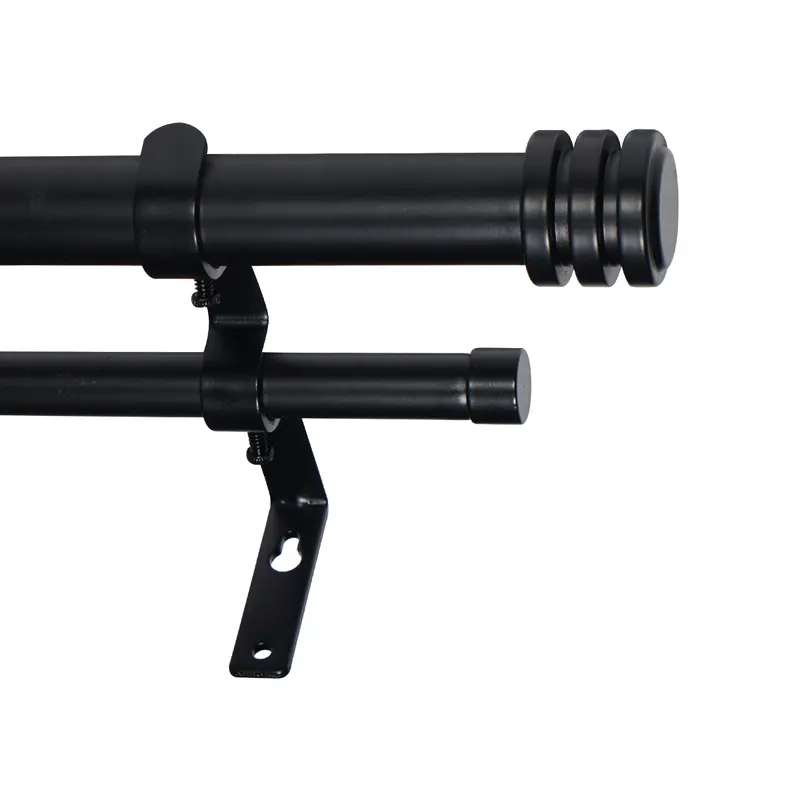 Dwell Smart 1" Double Curtain Rod with Conti Finials- 28''- 48'', 48"-84", 84"-120" (Carbon black,Satin nickel)