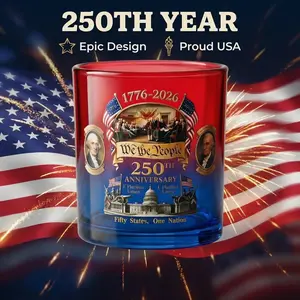 Reusable Borosilicate Glass Transparent Tumbler - U.S. 250th Independence Day Commemorative Celebration Cup