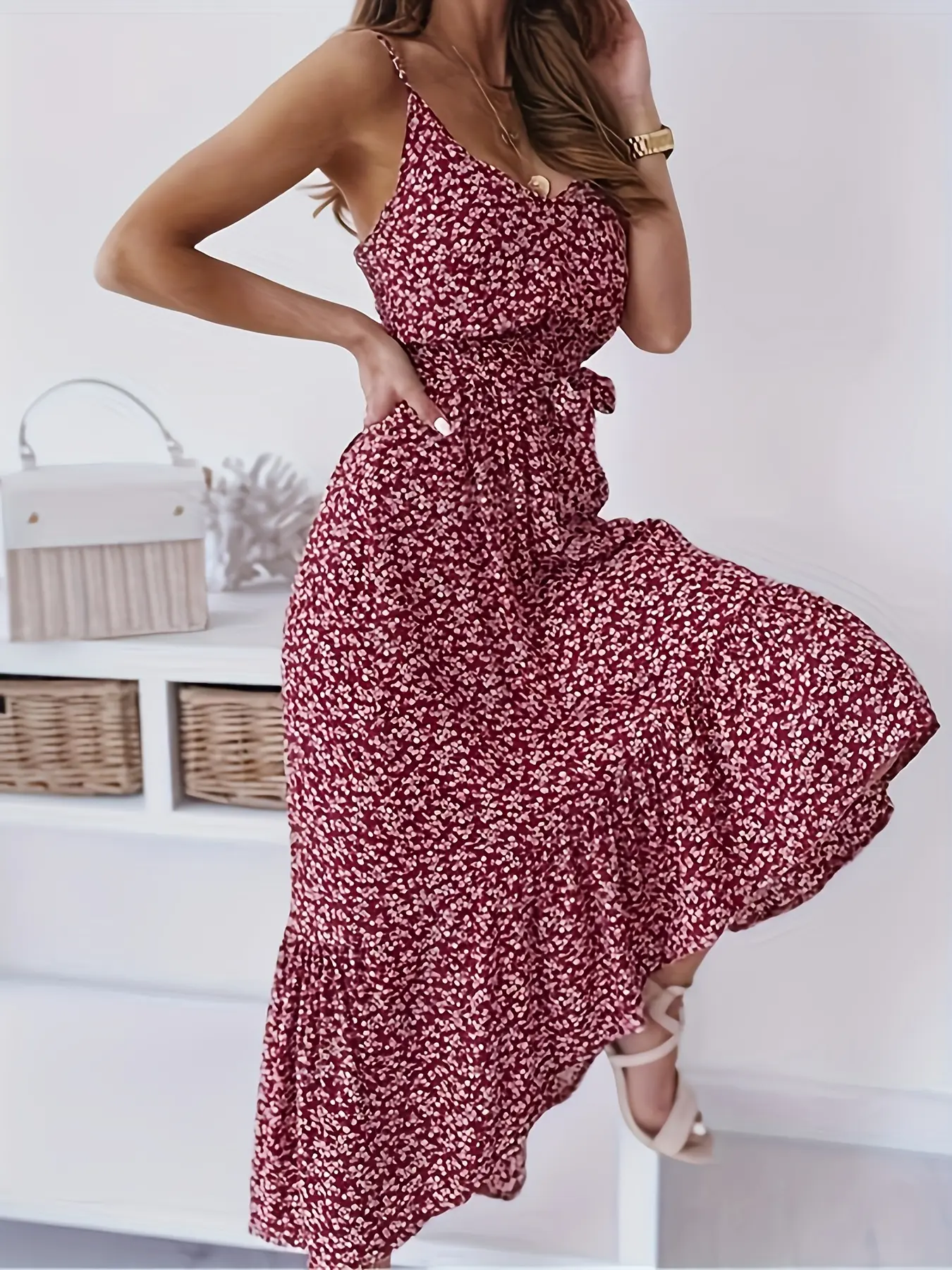 Women's Elegant Boho Flowy Strapless Casual Dress - Colorful Floral/Abstract Print, Smocked Waist, Sleeveless Maxi, Coastal Vibes, Easy Breezy, Floral Print Style, for Vacation, Women's Clothing