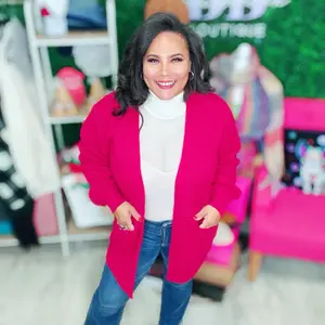 Waffle Open Cardigan With Pockets cotton sweater