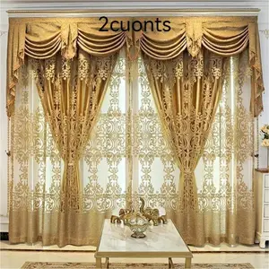 Luxury European Style Drapes, Home Decoration Curtain, Semi-Sheer Mediterranean Curtains for Living Room & Bedroom, Custom Fit Window Treatments (no Curtain Rod)