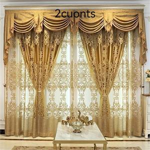 european style embroidered curtain, 2 counts/set semi-shading luxurious curtain, simple modern curtain for living room & bedroom & balcony, christmas gift ideas, decorative curtain, window curtain, home decoration curtain