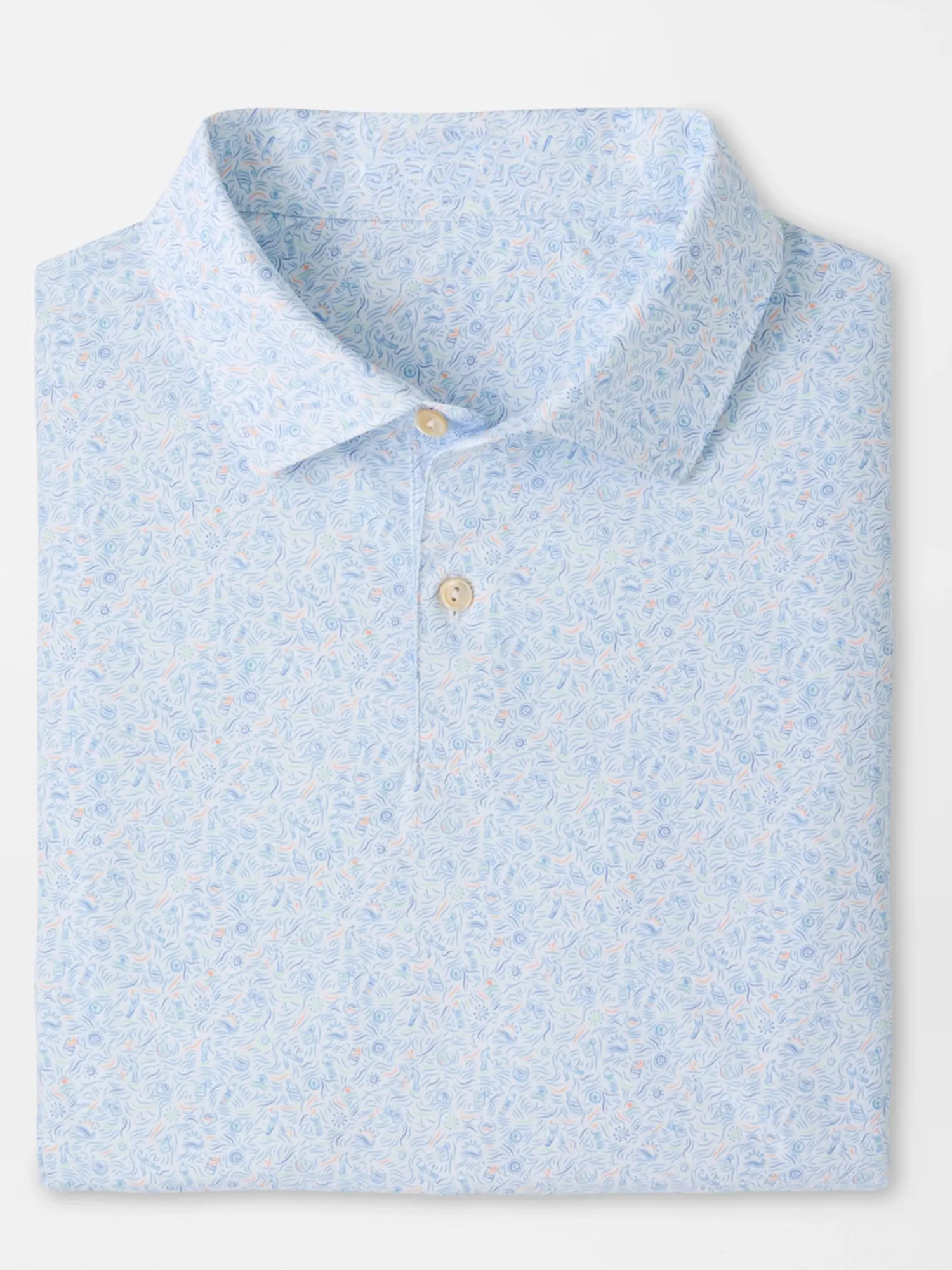 Sky Blue Abstract Performance Golf Polo Shirt for Men, Breathable Moisture-Wicking Stretch Polo, Lightweight Short Sleeve Casual Golf & Outdoor Shirt