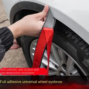 4pcs Matte PVC Car Wheel Guards, Universal Anti-Scratch Collision Protection Strips for Front Fenders, Red & Black Design, Durable Plastic, Full Adhesive Installation, Flexible Finish