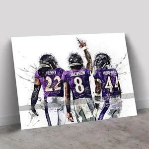 Lamar Jackson Poster Marlon Humphrey, Baltimore Ravens Big Three, Poster Print NOT Canvas Unframed, Wall Art Print, Man Cave Gift