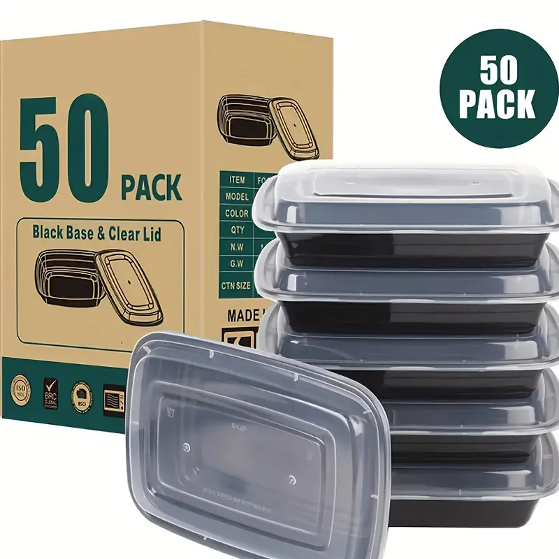 28oz/680ml Biodegradable Sugarcane Fiber Clamshell Food Containers [50-Pack] - Eco-Friendly Microwave Safe, Leak-Proof Disposable Takeout Boxes for Re
