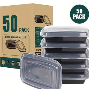 50-Pack Biodegradable Sugarcane Fiber Clamshell Food Containers (28 oz/680 ml) - Eco-Friendly, Microwave-Safe, Leakproof, Dishwasher-Safe Takeout Boxes for Restaurants, Meal Prep