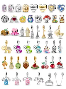 New Design Hot Sale Silver Color Jewelry Fruit Butterfly Travel Animal Theme Beaded Pendant Bracelet Necklace Creative Craft Materials Christmas Anniversary Gift Women's Gift DIY Jewelry Making Kit Daily Wear Accessories Beads Charms Accessories