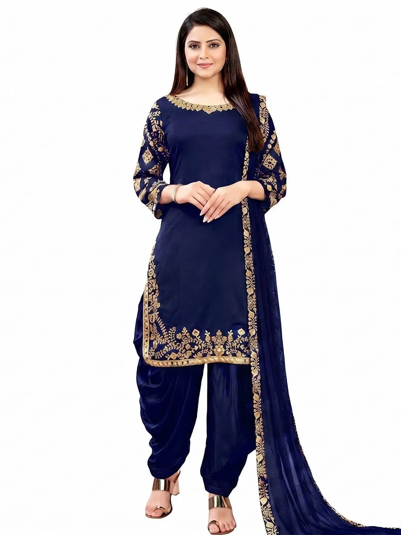 Women's Golden Afghani Anarkali Dress - Pakistani Punjabi Style 2026 New Design, Comfortable Everyday Wear with Elegance & Matching Appeal for Eid, Party