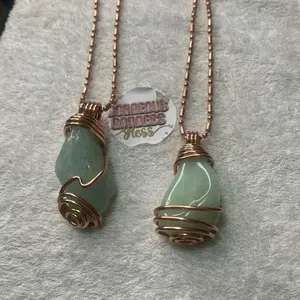 Aquamarine Crystal With Copper Ball Necklace