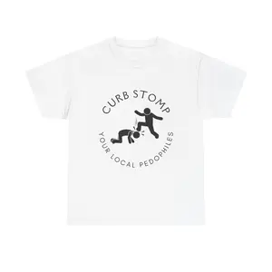 Men's Anti-Pedo Statement Cotton T-Shirt - Casual, Comfortable Everyday Fabric Curb Stomp Message Tee
